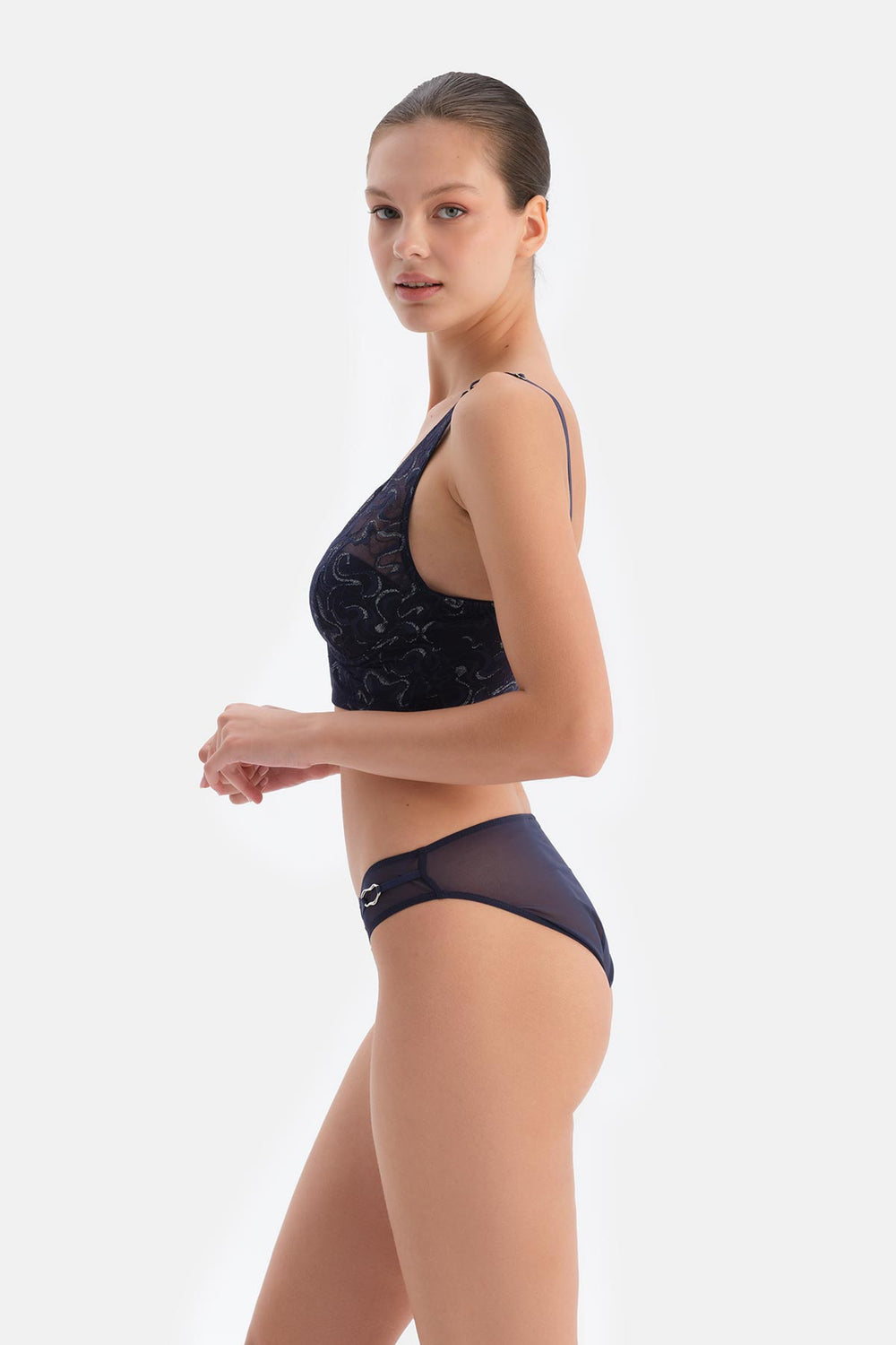 Navy Lacy Bustier with Accessory Detail