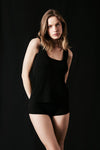 Black BASIC MODAL SQUARE COLLAR TANKTOP