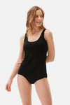 Black BASIC MODAL SQUARE COLLAR TANKTOP