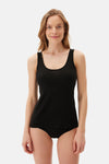 Black BASIC MODAL SQUARE COLLAR TANKTOP