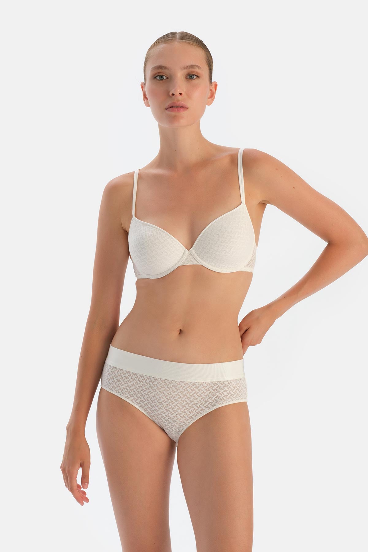 Off White PREMIUM LACE AND RUBBER DETAIL HIPSTER PANTIES