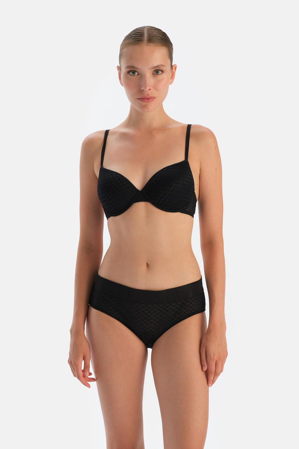 Black PREMIUM LACE AND RUBBER DETAIL HIPSTER PANTIES