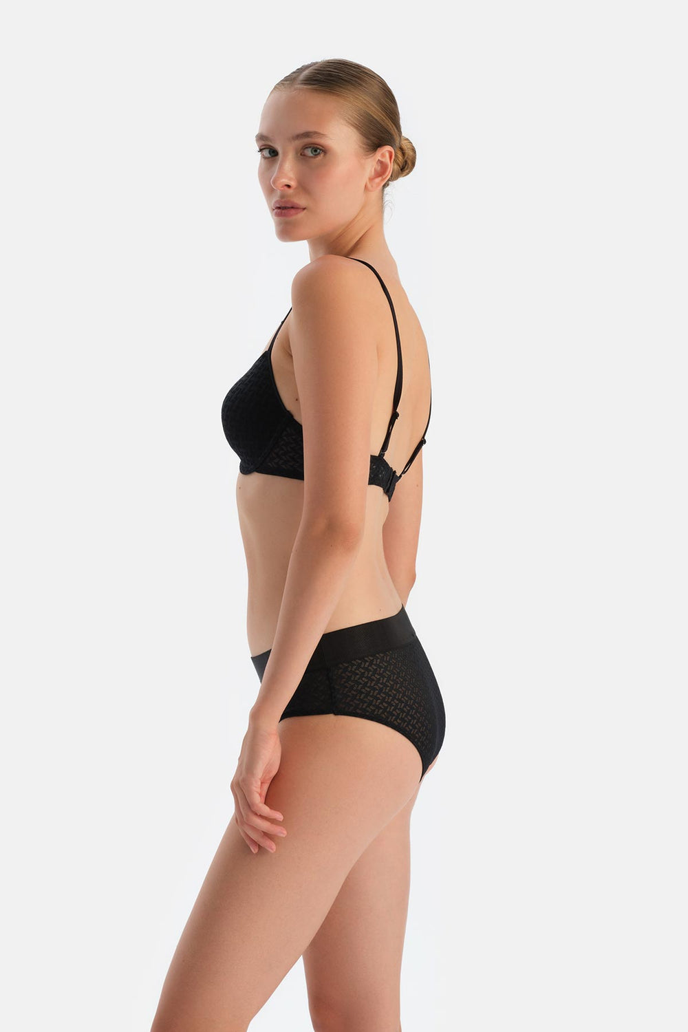 Black PREMIUM LACE AND RUBBER DETAIL HIPSTER PANTIES