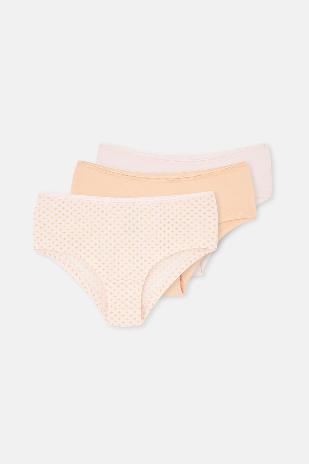 Light Salmon-Soft Pink 3-PACK PATTERNED HIPSTER PANTIES