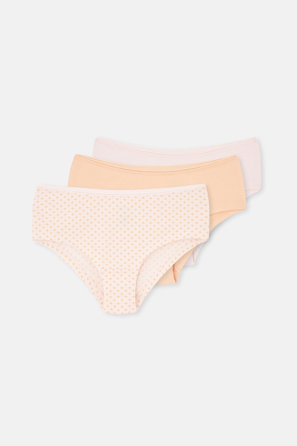 Light Salmon-Soft Pink 3-PACK PATTERNED HIPSTER PANTIES