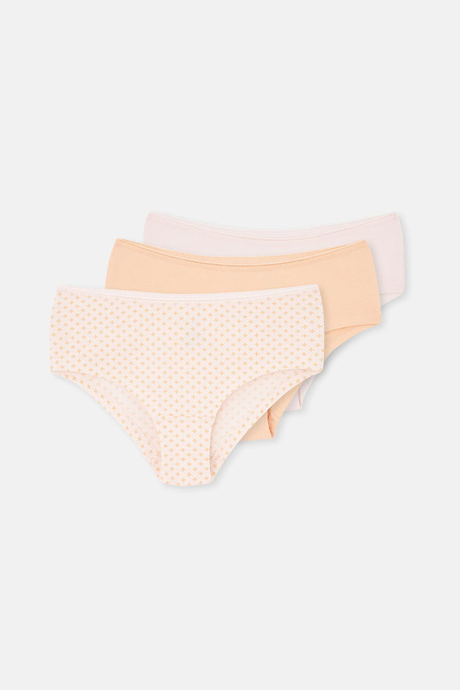 Light Salmon-Soft Pink 3-PACK PATTERNED HIPSTER PANTIES