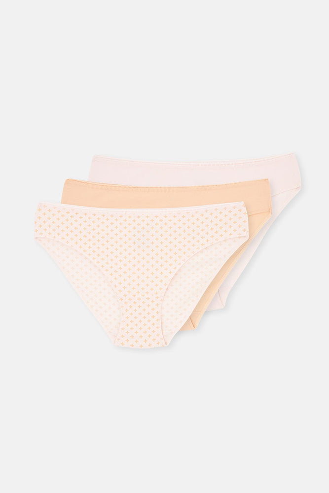 Açık Somon-Soft Pembe Soft Kadın 3'lü Desenli Brıef Külot