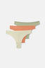 Salmon-Green 3-PACK PATTERNED THONG PANTIES
