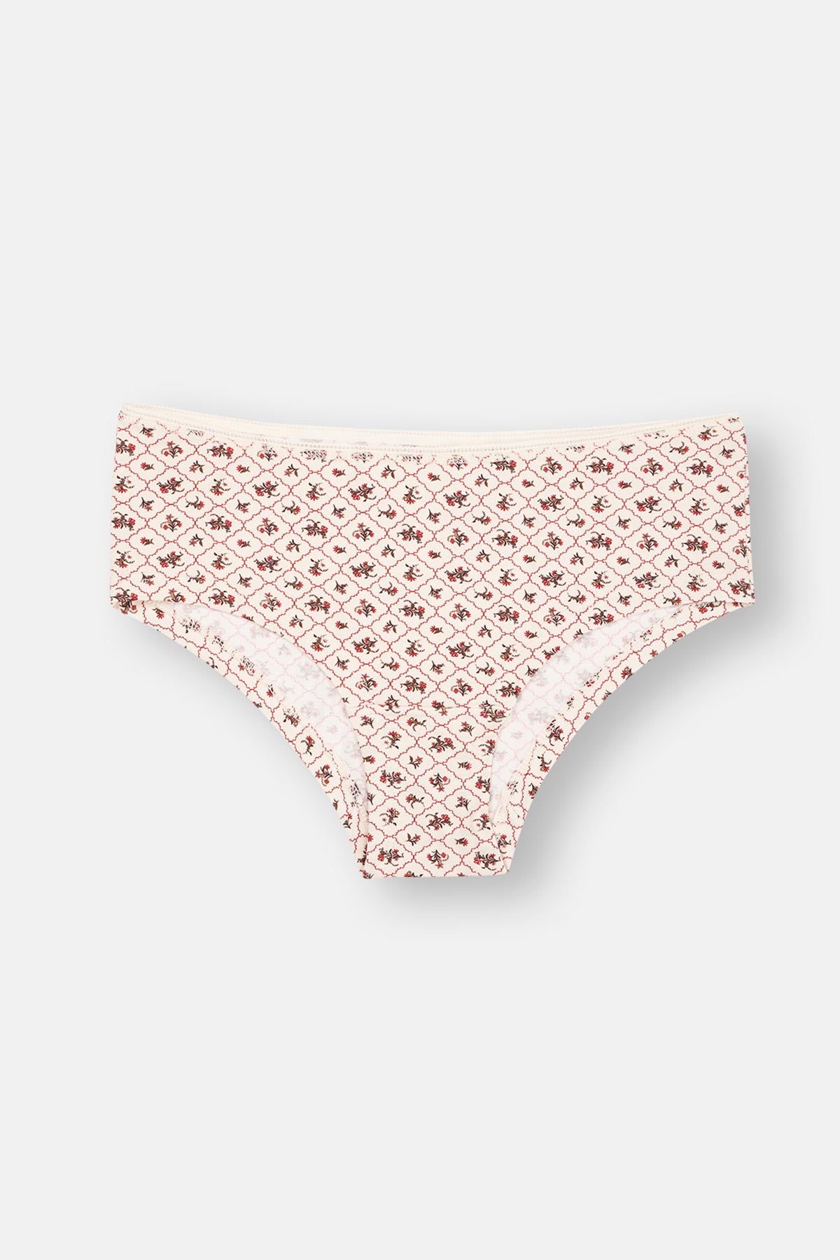 Ecru-Red-Milky Coffee 3-PACK PATTERNED HIPSTER PANTIES