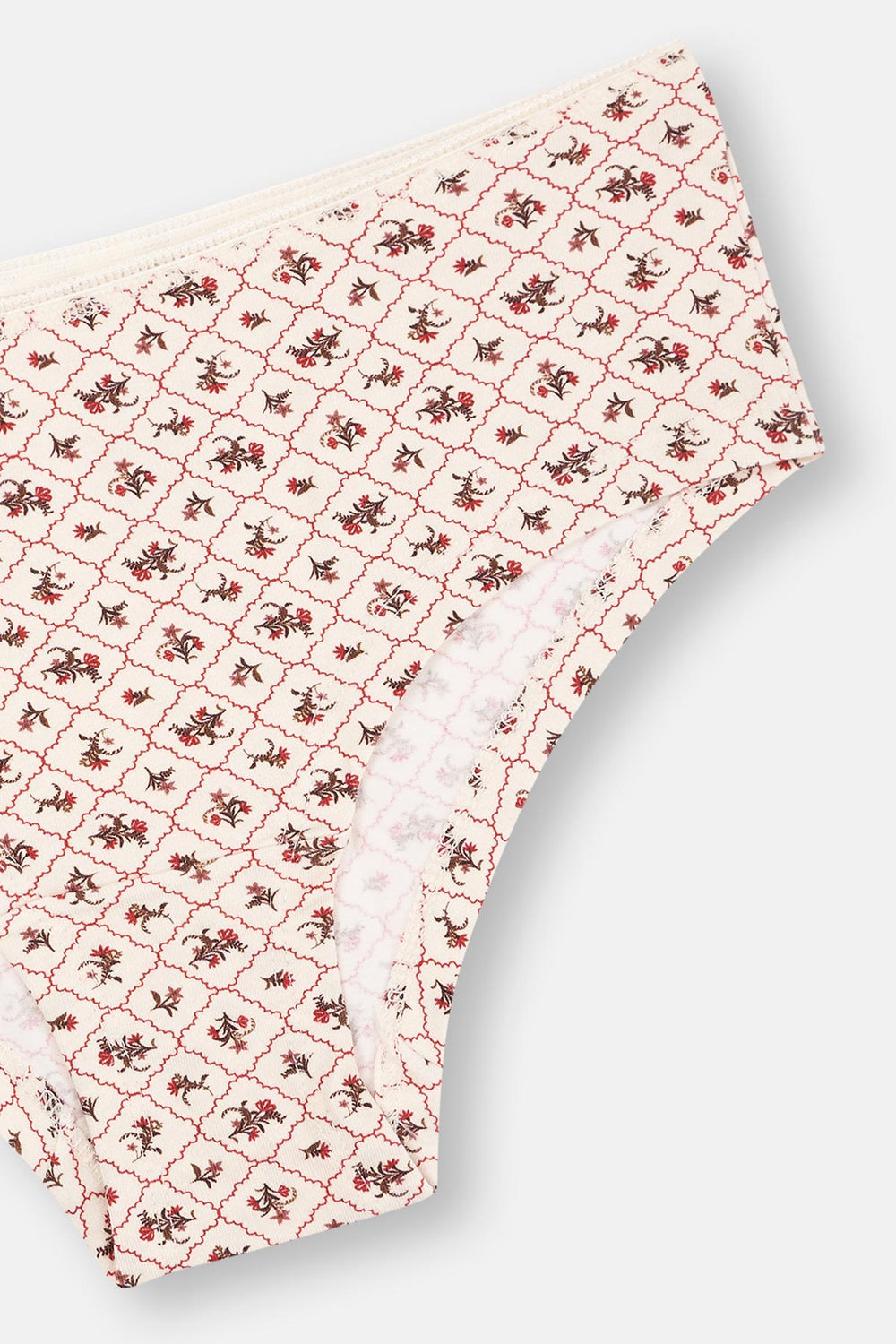 Ecru-Red-Milky Coffee 3-PACK PATTERNED HIPSTER PANTIES