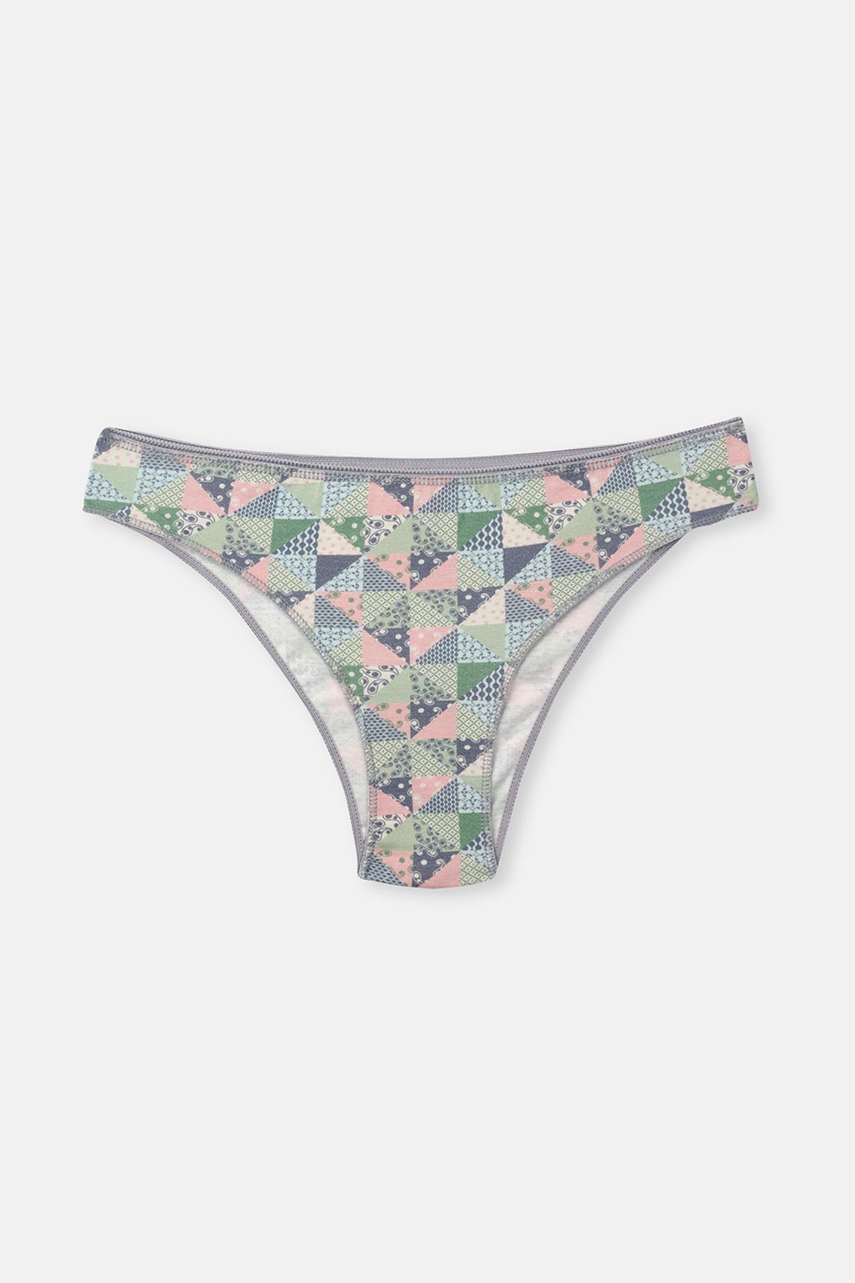 Gri-Soft Pembe Soft Kadın 3'lü Desenli Brazilian Külot