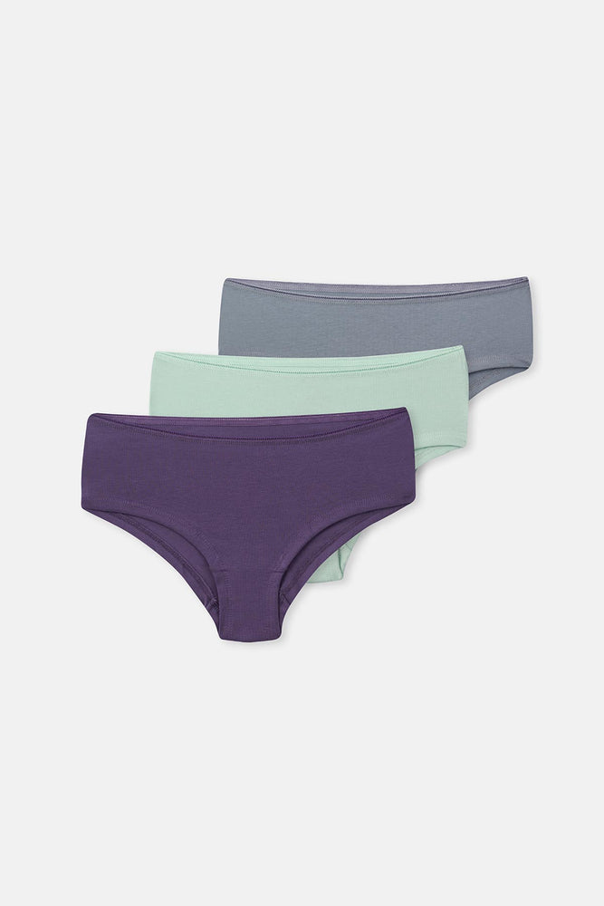 Gray-Mint-Purple 3-PACK PLAIN HIPSTER PANTIES