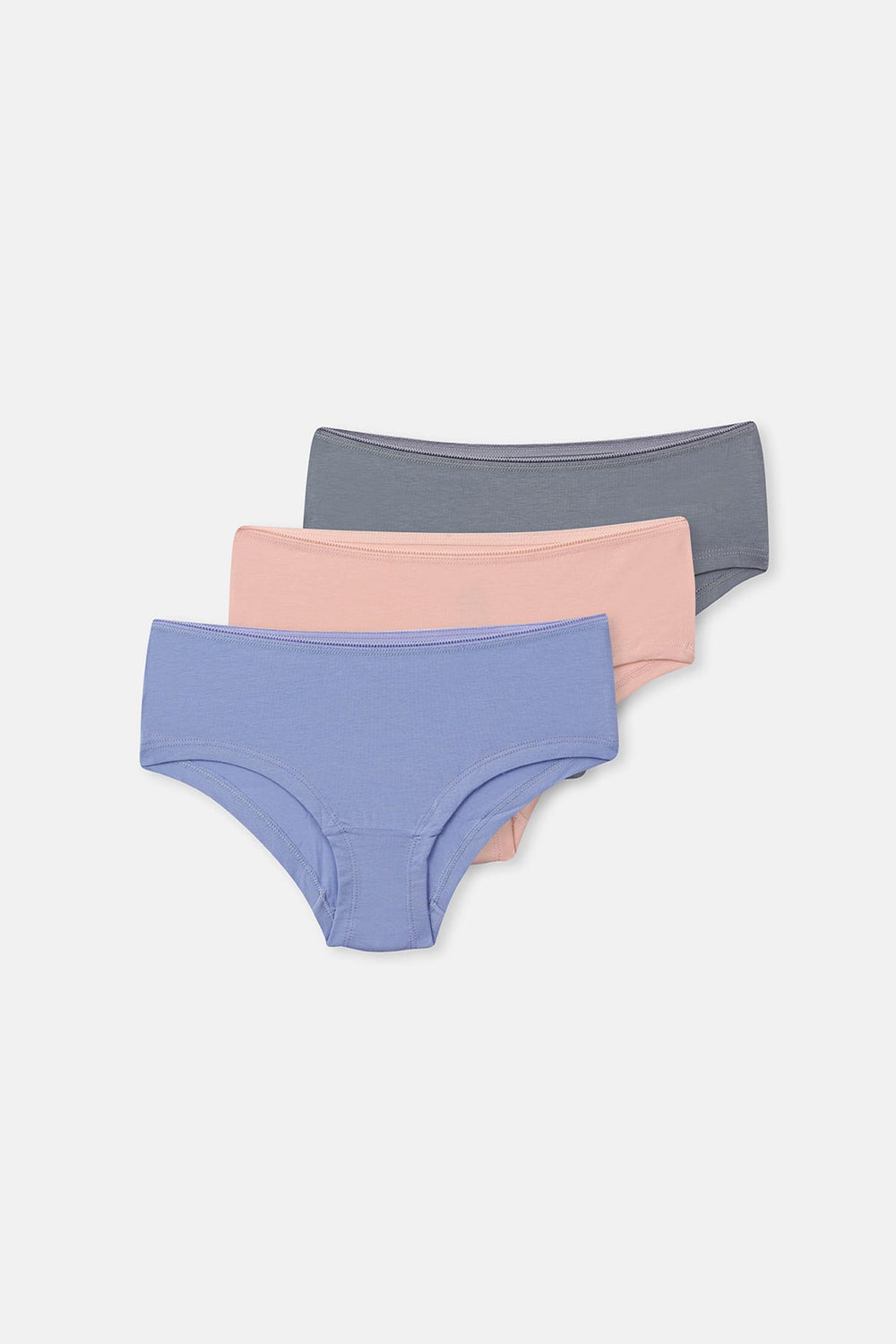 Gray-Purple-Soft Pink 3-PACK PLAIN HIPSTER PANTIES