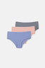 Gray-Purple-Soft Pink 3-PACK PLAIN HIPSTER PANTIES