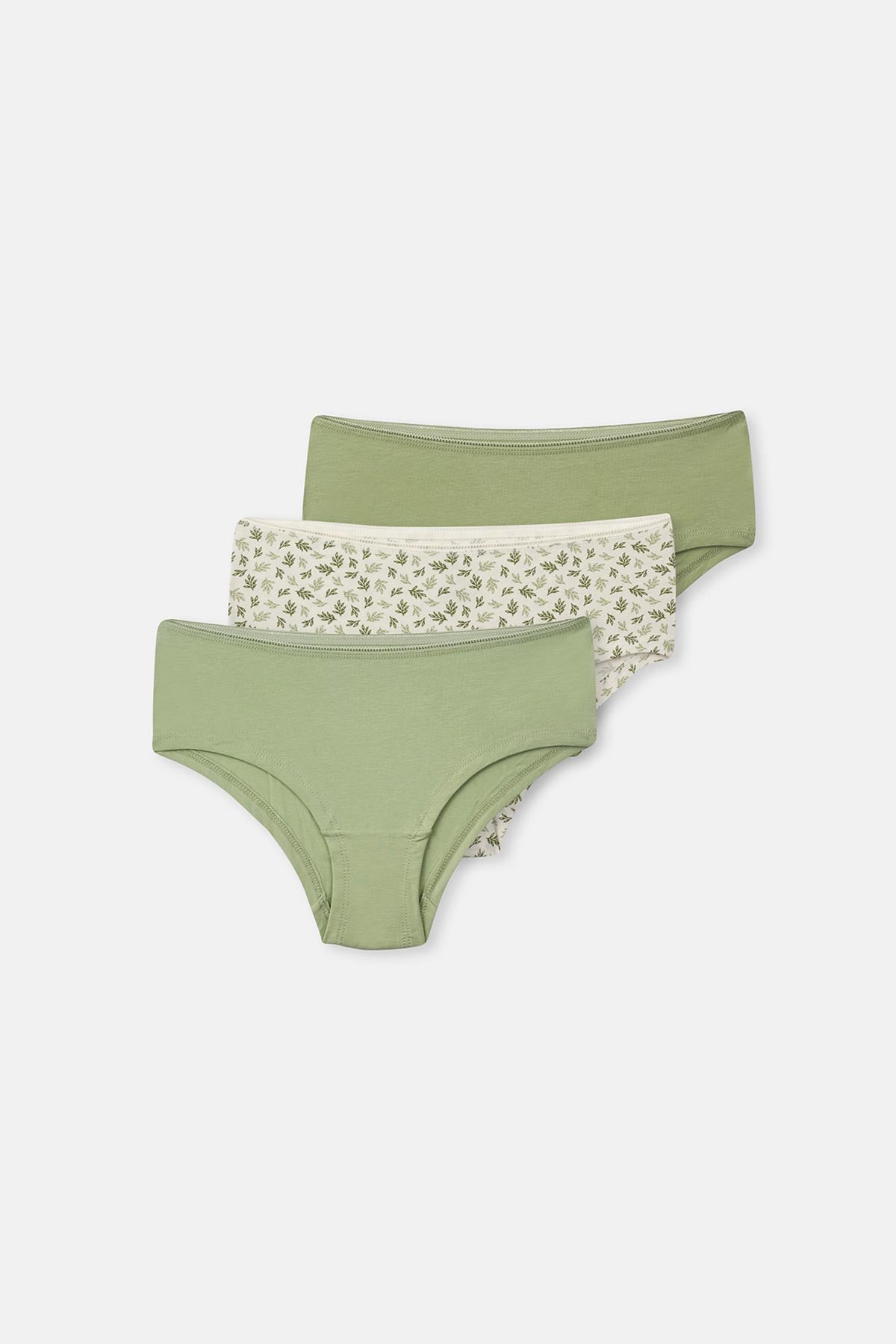 Green-Ecru 3-PACK PATTERNED HIPSTER PANTIES