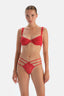 Red Lace G-String Panties with Back Accessory Detail