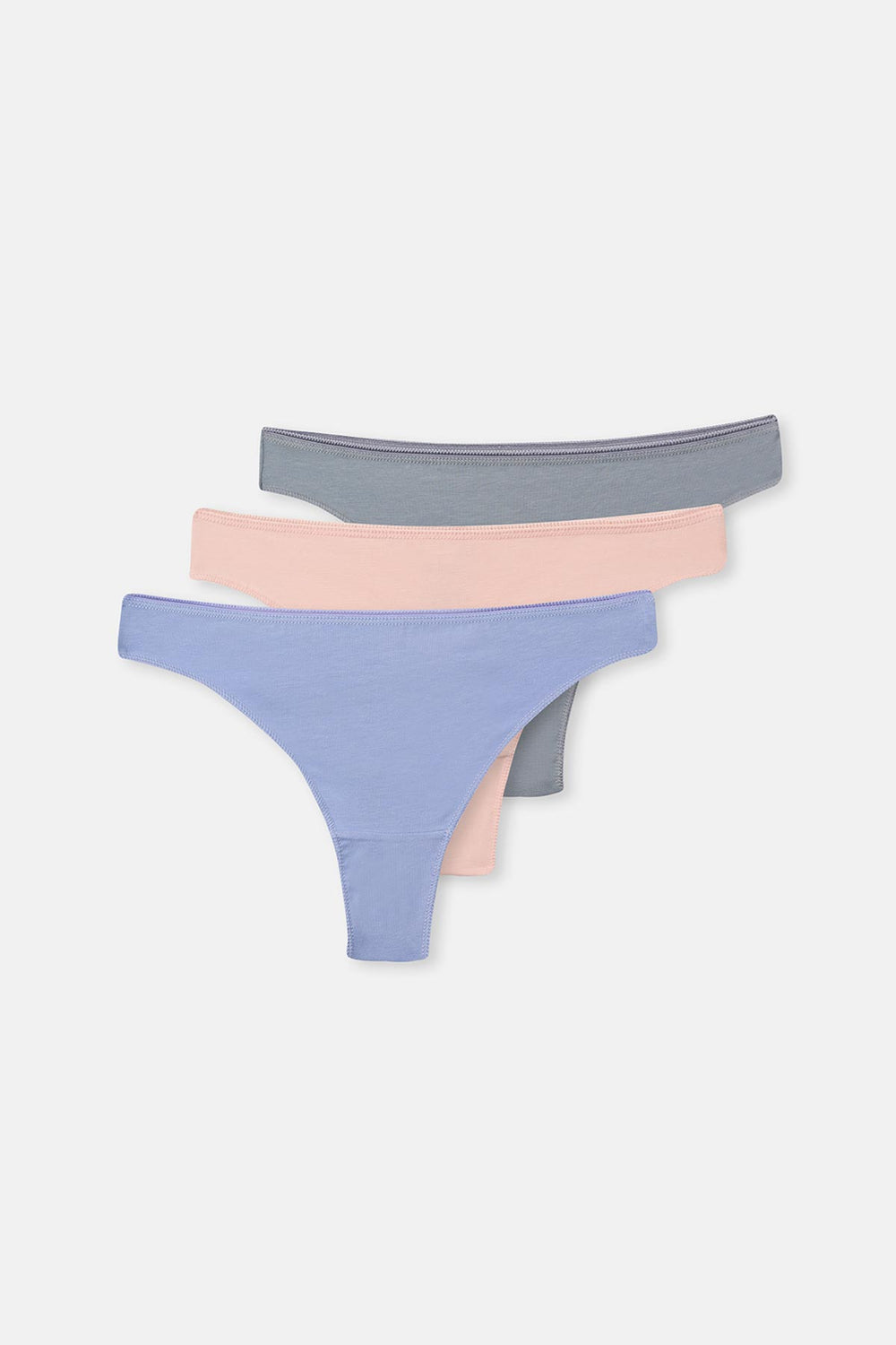 Gray-Purple-Soft Pink 3-PACK PLAIN THONG PANTIES