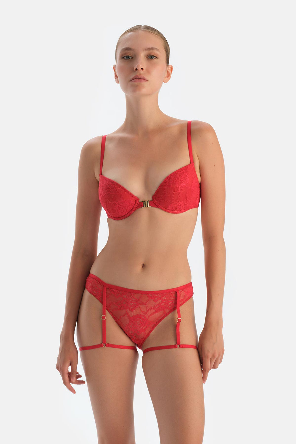 Red Garter Look Adjustable Elastic Brazilian Panties