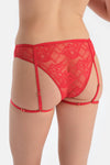 Red Garter Look Adjustable Elastic Brazilian Panties