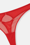 Red Tulle Thong Panties with Back Accessory Detail