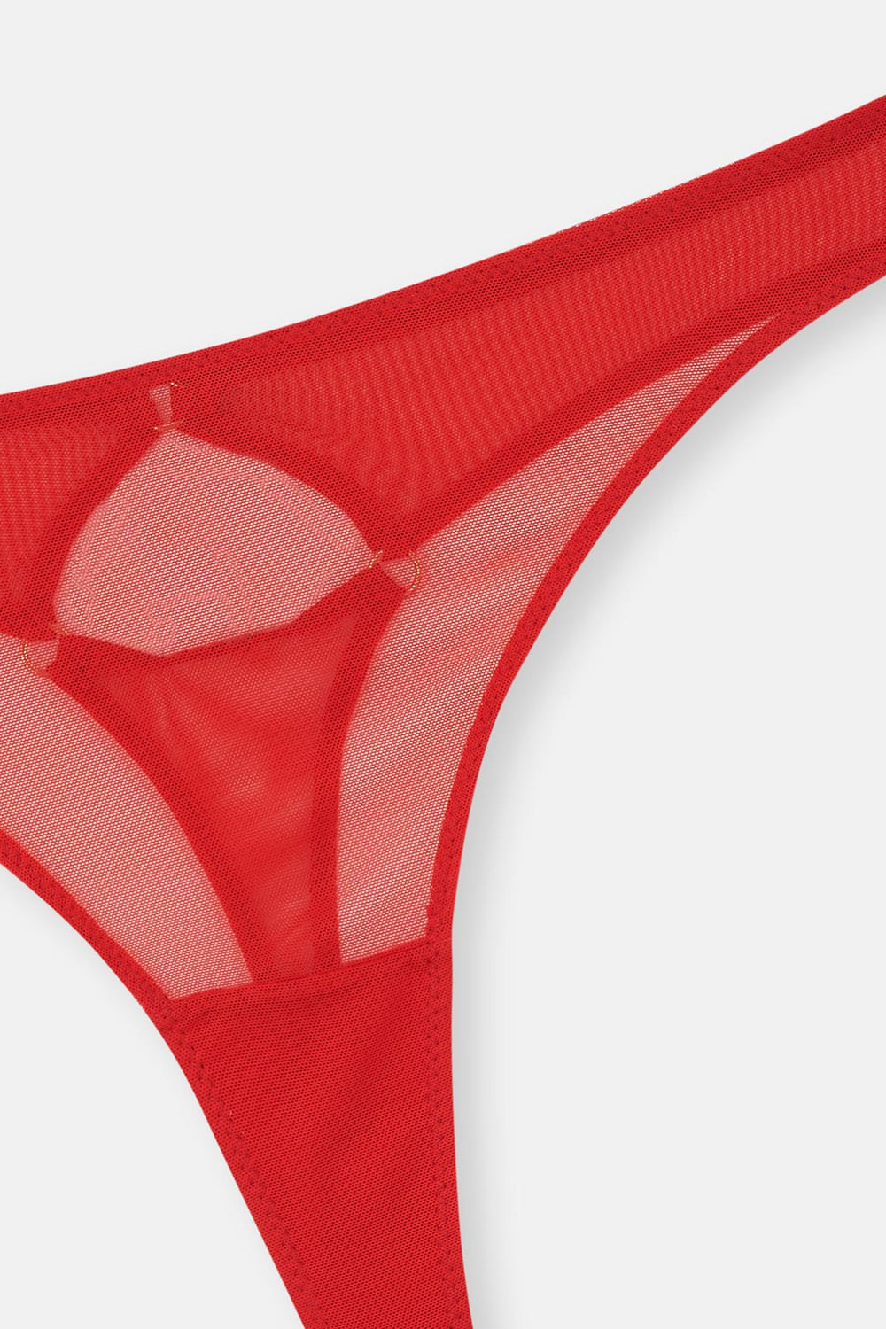 Red Tulle Thong Panties with Back Accessory Detail