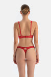 Red Tulle Thong Panties with Back Accessory Detail