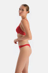 Red Tulle Thong Panties with Back Accessory Detail