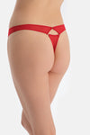 Red Tulle Thong Panties with Back Accessory Detail