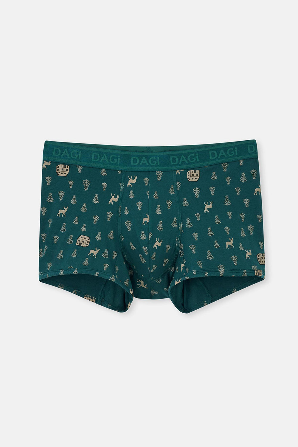 Dark Green Patterned Micro Modal Boxers