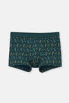 Koyu Yeşil Desenli Pamuk Boxer