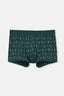 Koyu Yeşil Desenli Pamuk Boxer