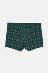 Koyu Yeşil Desenli Pamuk Boxer