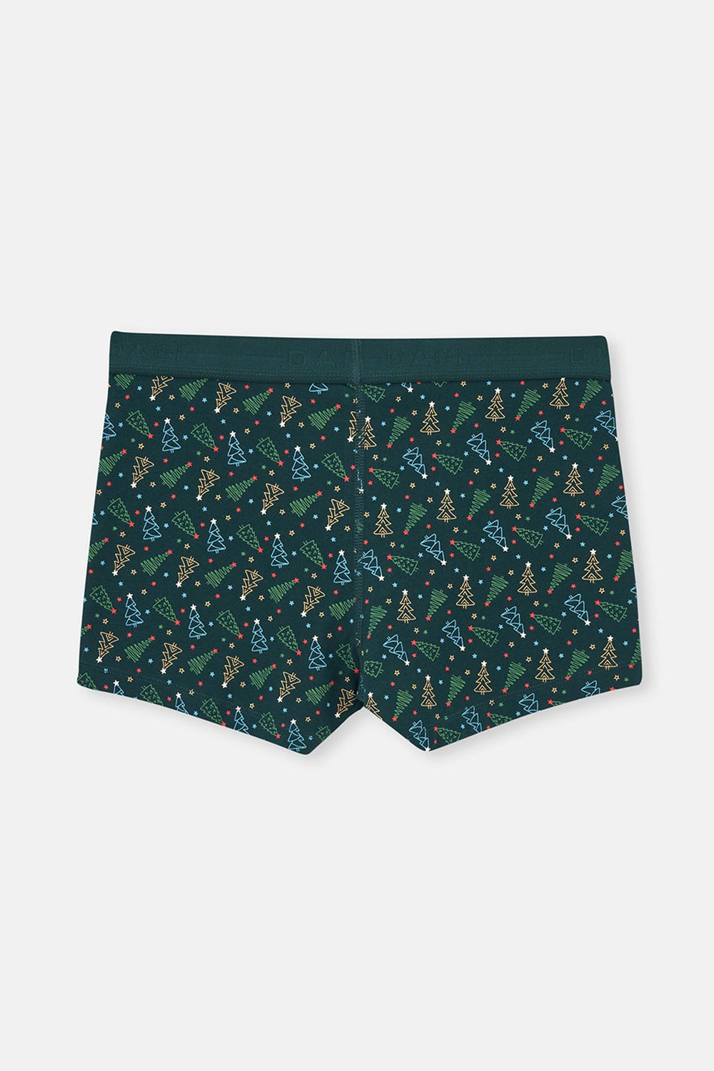 Koyu Yeşil Desenli Pamuk Boxer