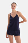 Navy TankTop and Shorts Set with Lace Detail