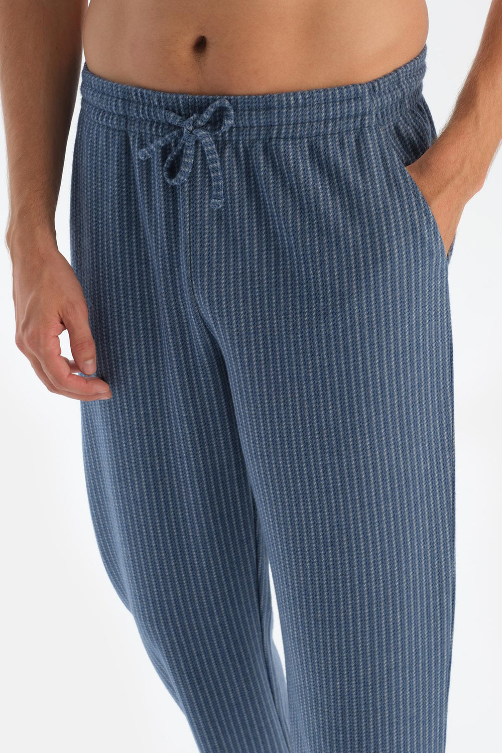 Indigo Çizgili Örme Pantolon Pijama Altı