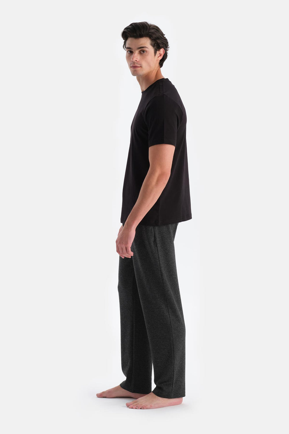 Füme Jakarlı Örme Pantolon Pijama Altı