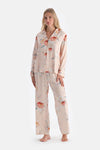 Cream FLORAL VISCOSE WOVEN TROUSERS