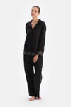 Black LACE DETAILED SATIN BRIDE TROUSERS