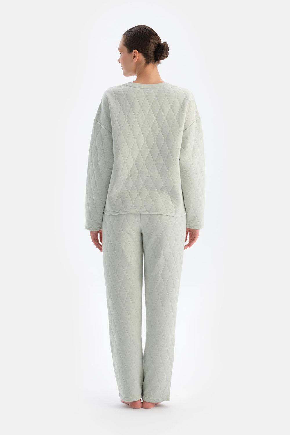 Light Grey QUILTED PAJAMA TOP