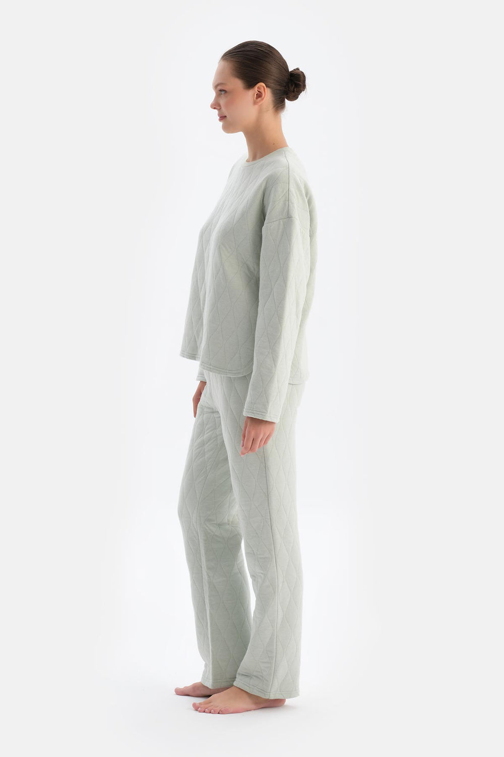 Light Grey QUILTED PAJAMA TOP