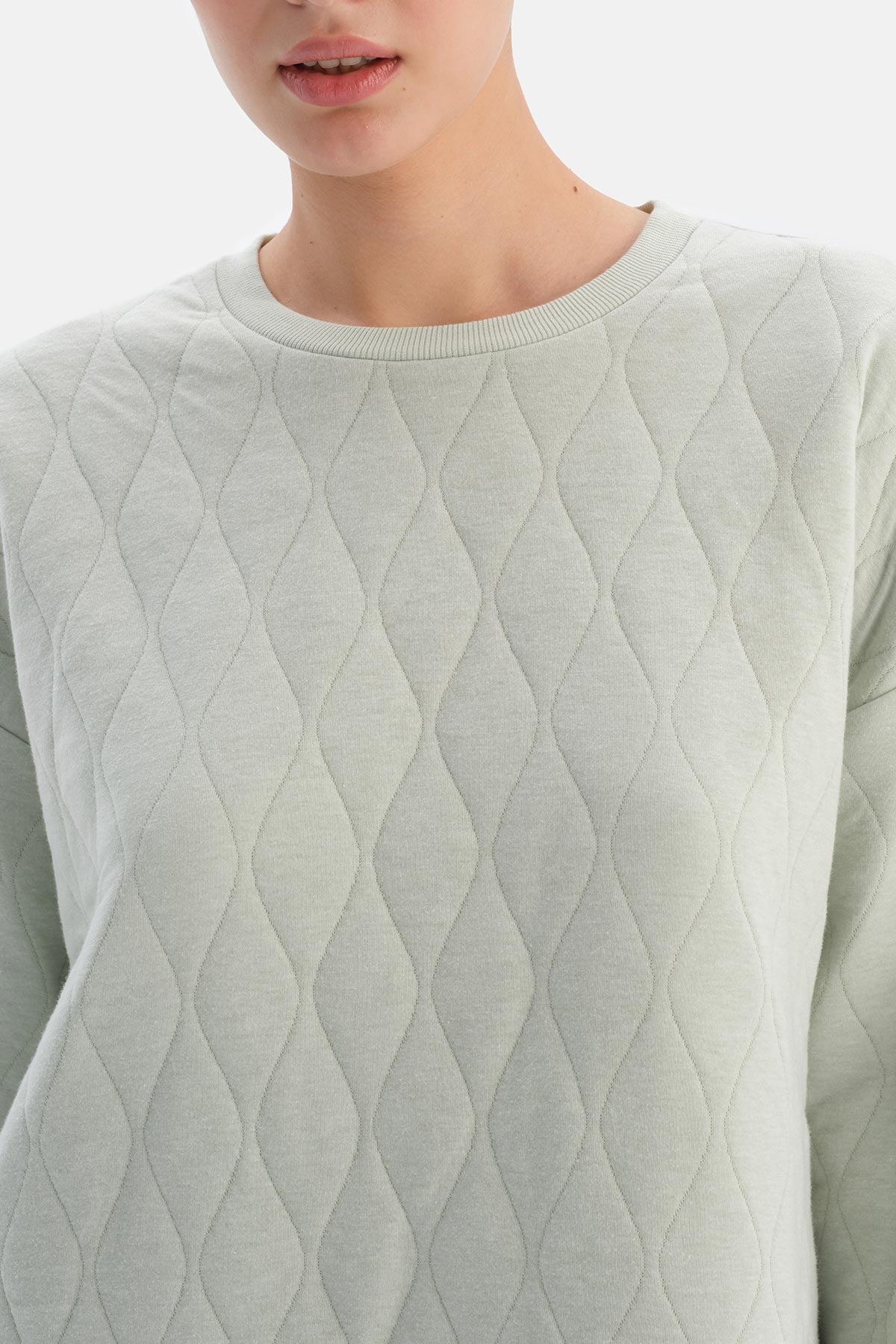 Light Grey QUILTED PAJAMA TOP