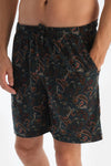 Ecru CREW NECK SHORT SLEEVE T-SHIRT PAJAMA SET WITH PATTERNED SHORTS