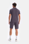 Smoke POLO NECK SHORT SLEEVE MODAL PIQUE T-SHIRT