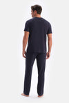 Lacivert Yarım Patlı Kısa Kollu Süprem Pijama Takımı
