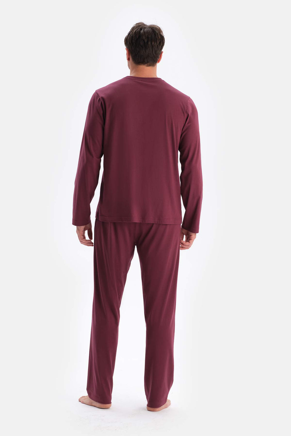 Bordeaux V-NECK LONG SLEEVE COTTON MODAL PAJAMA SET