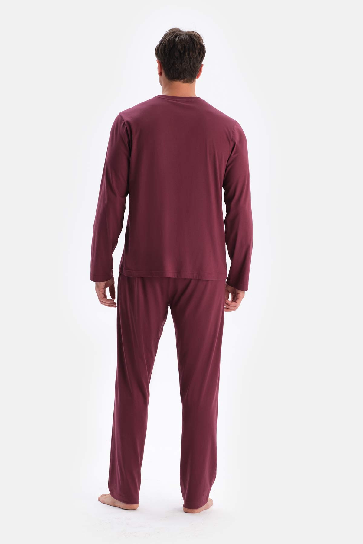 Bordeaux V-NECK LONG SLEEVE COTTON MODAL PAJAMA SET