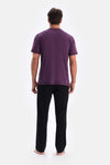 Mor Kısa Kollu Bisiklet Yaka Tişört Pantolon Pijama Takımı