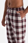 Ecru EMBROIDERY DETAILED WOVEN PLAID T-SHIRT TROUSERS PAJAMA SET
