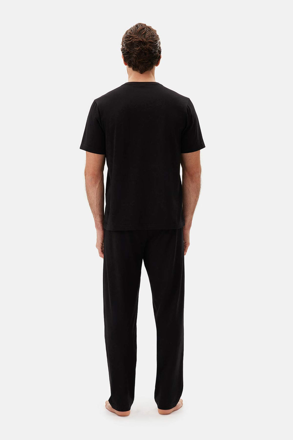 Siyah Yarım Patlı Kısa Kollu Celliant Pijama Takımı