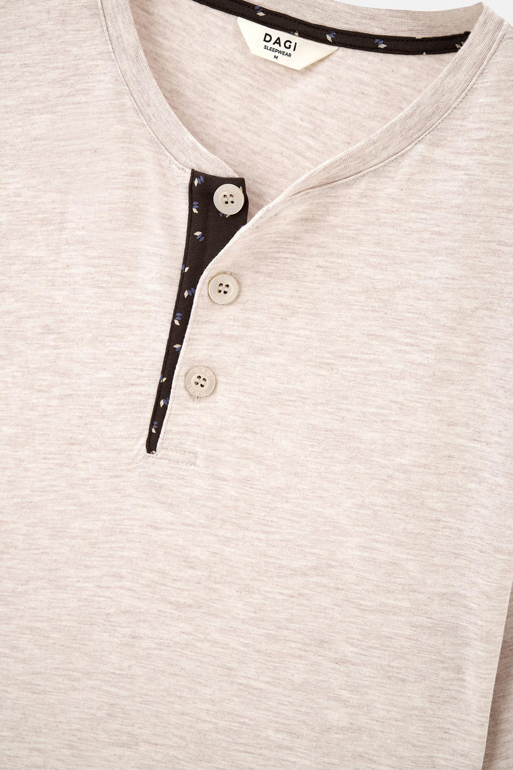 Bej Yarım Patlı Kısa Kollu Pamuklu Pijama Takımı